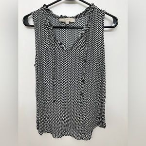 *SOLD* LOFT Chevron Ruffle Tie Shell